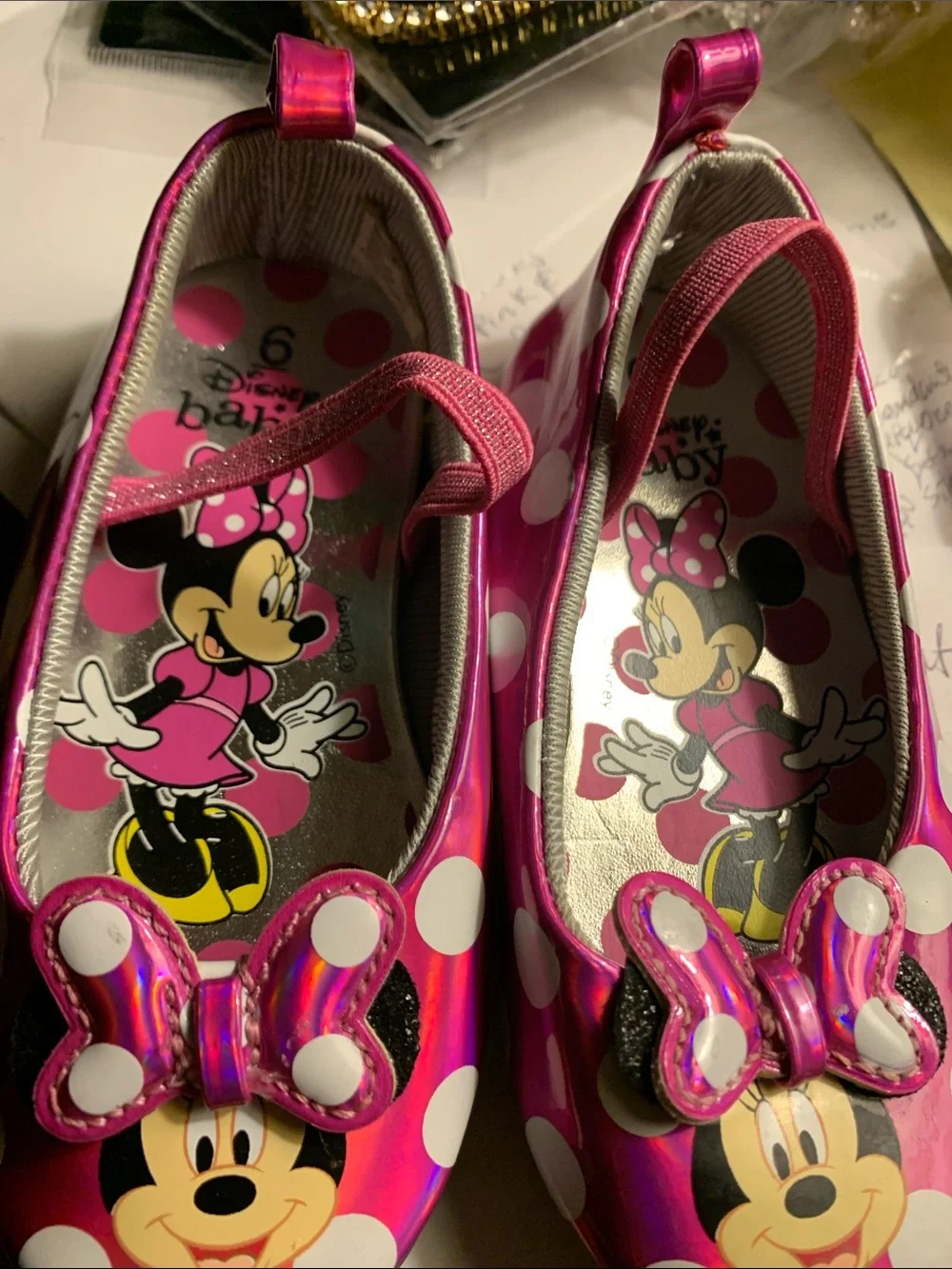Disney Pink Polka Dot Minnie Mouse Mary Jane Shoes with Bow
